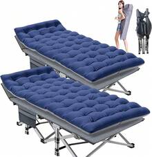 ABORON Oversized XXL Folding Camping Cot W/Mat For Adults, 78" L X 32" W X 18" H, Heavy Duty Outdoor Bed With Carry Bag,1200 D Layer Oxford Travel Camp Cots - 海軍 - 查看 1