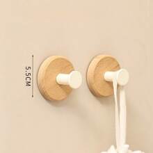 Wooden Hanging Hooks, Key Hooks, Jewelry Hooks, Bathroom Hooks, Kitchen Hooks, Towel Hooks, Clothes Hooks, Multi-Purpose Hooks, No-Drill, Cream Color, Anti-Rust, Anti-Mold, High Load-Bearing Capacity
