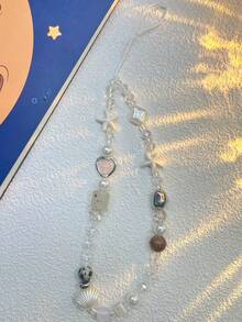 Handmade INS Style Sea Salt Star Shell Beaded Phone Hanging Strap, DIY Bead CCD Camera Chain Charm, Fresh And Chic - Multicolor - View 7