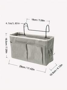 悬挂式收纳整理袋 - 多口袋床头挂篮，可放置手机、书籍、零食 - 带手柄的布艺宿舍杂物整理袋，节省卧室、大学、双层床的空间收纳解决方案