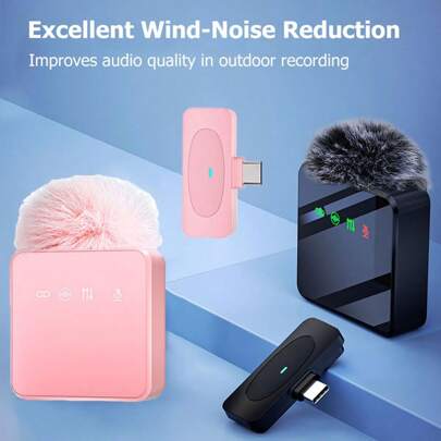 2.4G Wireless Microphone Pro: 14H Long Battery Life, 160mAh Battery Capacity,DSP+ENC Noise Cancellation, Plug & Play Clip-On Design For HD Vlogging/Live Streaming