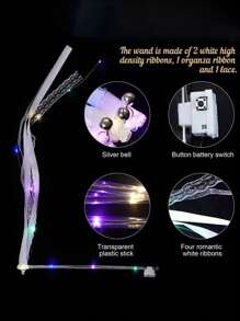 Warm White LED Wedding Magic Wand Ribbon, Ribbon With Bell, LED Fairy Glowing Silk, Fairy Wand, Glowing Flash Lace Wand, Suitable For Weddings, Birthday