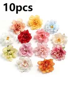 10pcs Vivid Artificial Peony Heads - Multicolor Fabric Flowers For DIY Bracelet, Wreath, Hat And Home Decor, Garden Decorations | Realistic Floral Design | Lifelike Artificial Blooms, Floral Decor