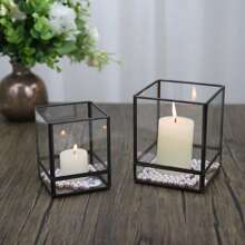 Black Retro Vintage Copper & Glass Candle Holder, Scandinavian Home Decor Accessories