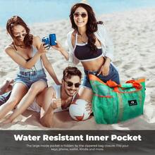 Large Mesh Beach Bag Beach Bags And Totes - Turquoise/Orange - View 6