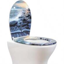 Soft Close Toilet Seat With Quick Release Top Fixing Colorful Pattern Easy Fit Clean Bathroom Product Bathroom Decor Summer - Waterfall - View 6