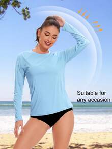 3 Packs Rash Guard For Women Sun Protection Long Sleeve Swim Shirt Workout Hiking Tops - Multicolor - View 2