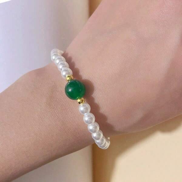 1pc New Chinese Style Ancient Wind Beaded Bracelet For Women, Faux Pearl Bracelet, Valentine's Day Gift