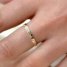 1 pièce Bague en acier inoxydable avec motif tournesol, placage en titane 18 carats fin