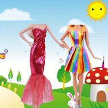 30pcs/Set Random Fashion Doll Clothes & Accessories Kit, Including Dresses, Tops, Pants, Mermaid Gown, Spaghetti Strap Dress, Shoes, Fit For 11.5-Inch Female Dolls