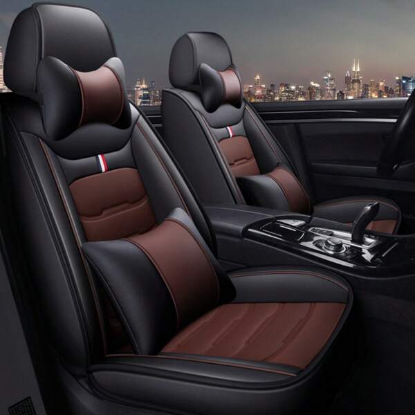 5-Seat Set/Single Seat Full Car Seat Covers, Removable And Adjustable Car Seat Cushions, Luxury PU Leather Universal Fit For Variety Of Vehicle Models