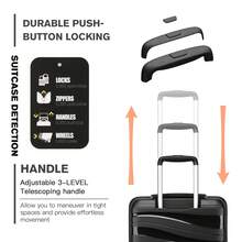 4-Piece Suitcase Set 14/20/24/28 Inches, Cosmetic Case, Hand Luggage & Check-In Suitcase Made Of PP With TSA Lock, 4 Wheels, Lightweight, Quiet, Hard Shell, Ideal For Travel, Vacation, Study, Dorm Life And As A Gift For Men And Women - 黑色 - 查看 6