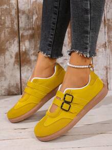 1 Paio di scarpe casual estive da donna, con suola chunky, in finta pelle, con chiusura a strappo, comode per uso esterno