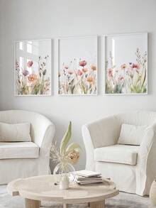 3 Pieces Wildflower & Butterfly Canvas Art Print Minimalist Botanical Poster Nordic Modern Art Painting Colorful Floral Wall Picture Girls Bedroom Decor Living Room Home Decor No Frame