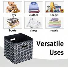 Black Foldable Storage Cubes Bins, Fabric Storage Box Cubes Organizer Baskets With Dual Handles For Home Organizer (Black) - Grey - View 3