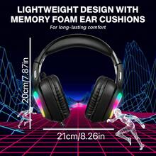 G4100 Black/White Gaming Headphones Headset-Surround Stereo Gaming Headphones With Noise Cancelling Mic, LED Lights 7.1 Surround Sound, Soft Memory Earmuffs For PC Computer Games, Game Console Controller,Valentine's Day - màu đen - Xem 2