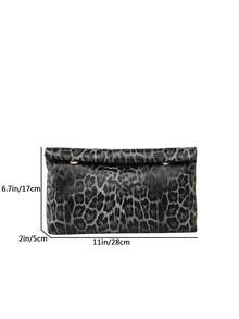 Women's Fashion Vintage Leopard Print Clutch Bag, Versatile - Black - View 10