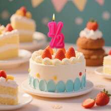 1pc 1/2 Shape Math Creative Candle, Suitable For Birthday Party, Wedding Anniversary Celebration Cake Topper, Birthday Candle, Party Mini Candle, Baking Decor, Dessert Party, Numeral Candle, Cute Candle, Also Applicable For Women's Birthday Party, Girlfriend Gathering