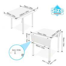 Dining Table And Set Of 2 Chairs, White Drop Leaf Kitchen Table With Grey PU Leather High Back Chair - Bàn Trắng & 2 Ghế Xám - Xem 4