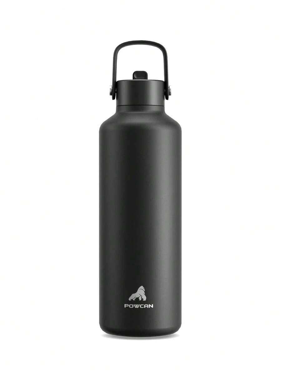 710 Ml/24 Oz Insulated Water Bottle For Outdoors: Leakproof, Flex Cap, Lightweight, Cold For 24 Hrs, Stainless Steel Thermos With Straw For Travel, Trip, Hiking, Biking, Sport - Black - View 1