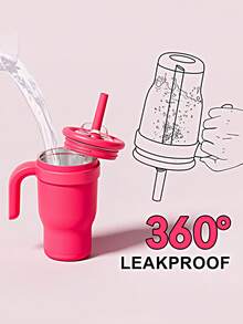 Customized Contrasting Color 14oz Straw Car Cup, Stainless Steel Vacuum Insulated Tumbler With Handle For Kids, Students,Multi-Functional,Ornamental,Letter,Stylish,Modern,Colorful,Cute,Adorable,Casual,Custom,Personalised,Unique,Customized,Ideal Gifts For Him,Ideal Gifts For Her,Christmas Gift Supplies - Multicolor - View 5