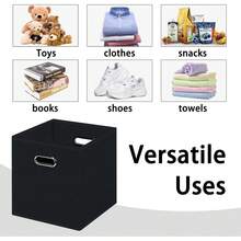 Black Foldable Storage Cubes Bins, Fabric Storage Box Cubes Organizer Baskets With Dual Handles For Home Organizer (Black) - Grey - View 10