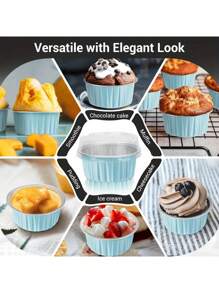 10pcs Mini Aluminum Foil Baking Cups With Lids, Caramel Pudding Paper Cups, Cake Molds Suitable For Party, Gifts, Birthday