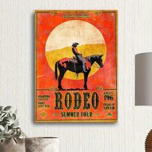 1pc Canvas Print Cowboy Silhouette Sunset Wall Art Retro Pennsylvania Rodeo Event Art 1966 Pocono Rodeo Summer Tour Poster Poster Or Canvas Print Decoration Room Aesthetics Posters Bedroom Decoration Office Decoration Wall Art Decoration ,No Frame