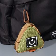 1pc Mini Zipper Triangle Pouch With Hanging Rope Keychain, Cute Multifunctional Wallet Accessory, Girl's Gift, Military Green/Brown Small Wallet, Daily Cute Popular Style Suitable For Women Men Students - Brown - View 5