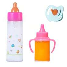 Feeding Play Set | Doll Stroller Doll Care 6 Pcs | Feeding Playset | 2 Milk & 2 Juice Bottles With 2 Doll Nipples