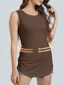 Speed mate [Spring/Summer New Launch] Women's Long Sports Top Tees, Loose Round Neck Casual Tunic Tops - Brown - View 5