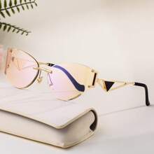 1pc New Stylish Cat Eye Frameless For Women, Casual Retro Party Cute Sexy Street Elegant High-End Glasses, Suitable For Daily Wear, Outdoor Activities