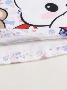 婴幼儿女孩休闲卡通熊印花 T 恤连衣裙，适合派对和节日