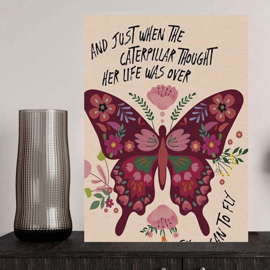 Impresiones de arte de pared vintage con mariposa "Razliubit" enmarcadas, decoraciones de pared reemplazables con hojas, pequeñas obras de arte de pintura al óleo para la decoración del dormitorio, baño, cocina y oficina - Enmarcado - Ver 1