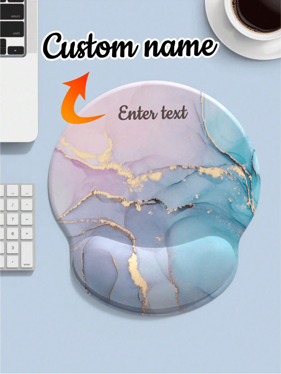 1Pc Personalized Custom Text Hand Wrist Guard Mouse Pad, Desk Accessories, Suitable For Office, Gaming And Work, Ideal Corporate Gifts, Valentine's Day, Back To School Season, Teachers' Day Gifts