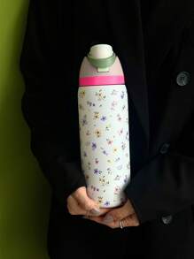 1pc Ditsy Floral Insulated Stainless Steel Vacuum Water Bottle, 24oz/32oz/40oz Capacity, Dual Drinking Methods With Straw, Suitable For Sports, School, Travel, Gym, Holiday & Birthday Gift
