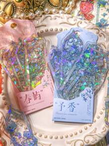 Set de 10 marcapáginas para estudiantes, marcapáginas con forma asimétrica de flores en relieve de PVC con lámina, regalo encantador para niños, clips de libro, regalos de vuelta a la escuela