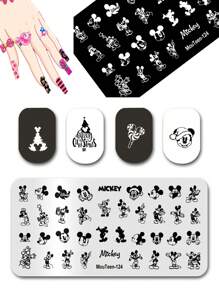Disney Piastra per nail stamping a tema  cartoni animati , con diversi profili di Topolino, piastra per nail stamping carina di Topolino per unghie