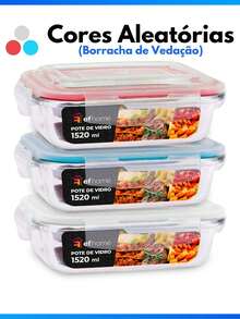 Kit With Glass Jars With Airtight Lid 370ML/640ML/1040ML/1520ML - 什錦 - 查看 8