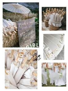 Wedding White Paper Parasol Umbrellas (1-Pack): Paper/Bamboo Umbrellas With Elegant Handle. Bridal Shower Supplies, Party Favors, Table Decorations Best Gifts, Wedding Decor, Home Decor, Room Decor Bride Birthday Graduation Birthday Decorations Party Decorations Bachelorette - White - View 3