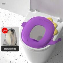 1pc TPE Soft Packaging Children's Portable Folding Travel Toilet Seat With Non-Slip Silicone Pad Potty Training Seat Toilet Ring Foldable Washable Toilet Seat Mat Suitable For Toddlers, Boys And Girls