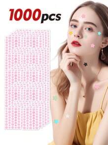 1920/1000/960/600/480/400/240/200/40 Pcs Of Facial Waterproof And Breathable Patches, With Cute Design Stickers, Fun Cartoon Stickers, Waterproof And Sweat Proof Mini Stickers Suitable For Gatherings, Offices, Halloween And Other Occasions. Festival Party Stickers, Heart-Shaped Stickers, Decorative Stickers (For Decorative Purposes Only, Not For Cosmetics)