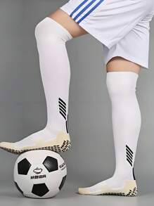 Thick Terry Football Socks With Non-Slip Grip Bottom, Soccer/Running/Sports Crew Socks, Comfortable & Durable