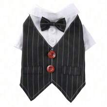 1pc Striped Dog Tailcoat Formal Shirt, Suitable For Weddings, Parties, Birthdays, Halloween Pet Costumes, Role-Playing Costumes