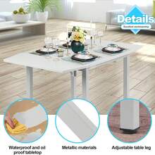 Dining Table And Set Of 4 Chairs, Grey Drop Leaf Kitchen Table With Grey PU Leather High Back Chair - Grey Table & 4 Grey Chairs - View 5