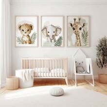 1/3 piezas Pósteres de arte de pared con estampados de animales, estilo moderno, estampados de animales de la jungla, decoración de guardería, guardería para bebés, arte de pared de guardería de animales, decoración de jungla para guardería, sin marco / enmarcado