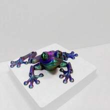 Realistyczna figurka żaby wydrukowana w 3D z ruchomymi stawami gałki ocznej i losowym gradientem kolorów, odpowiednia na festiwal żab, Boże Narodzenie, Walentynki, prezenty noworoczne, dekoracje, rzemiosło, dekorację pokoju, zwierzęta drukowane w 3D