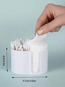 (Multiple Colors) 2 In 1 Makeup Swab Storage Box, Bathroom Dental Floss Dispenser, Makeup Round Pad Dental Floss Storage Box, Bathroom Accessories Storage Box, Dressing Table Cosmetics Storage Box