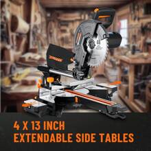 DOVAMAN 10-Inch Single Bevel Sliding Miter Saw, W/3 Blades, 4500/3200RPM, Cut For Wood, PVC And Soft Metal
