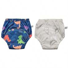 Paquete de 3 pantalones de entrenamiento para ir al baño reutilizables y lavables para niños y niñas pequeños, con patrones de animales lindos, ajuste regular, sin cintura, estiramiento medio, pantalones de pañal de entrenamiento para recién nacidos, material suave para lavar a máquina o a mano - un gran regalo para baby shower para varias ocasiones